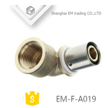 EM-F-A019 Fêmea união cotovelo conector aço inoxidável latão pressione montagem